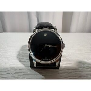 Movado Museum Classic Black Swiss Quartz Watch 14.422.711 Leather Strap S0055
